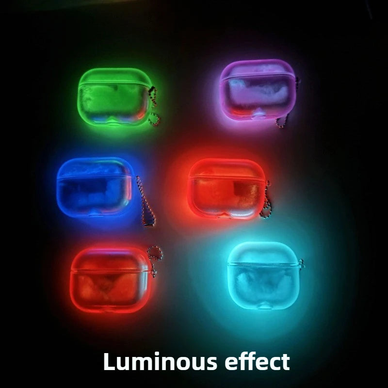 Luminous Shiny Quicksand Earphone Case Cover for Airpods Airpod Pro 4 3 2 Luxury Headphone Moving Sand Funda Protective Hard Bag